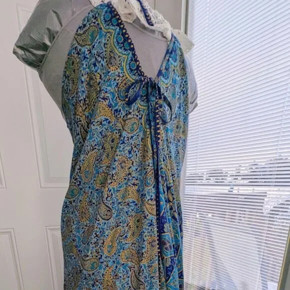 Batik Bali Dress Long One Size Hand Dyed Asymmetrical Hem - Picture 2 of 12